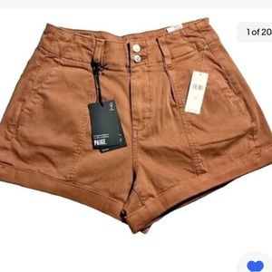 NWT Paige Brooklyn Shorts Mocha Bisque/Cedar Color Size 28